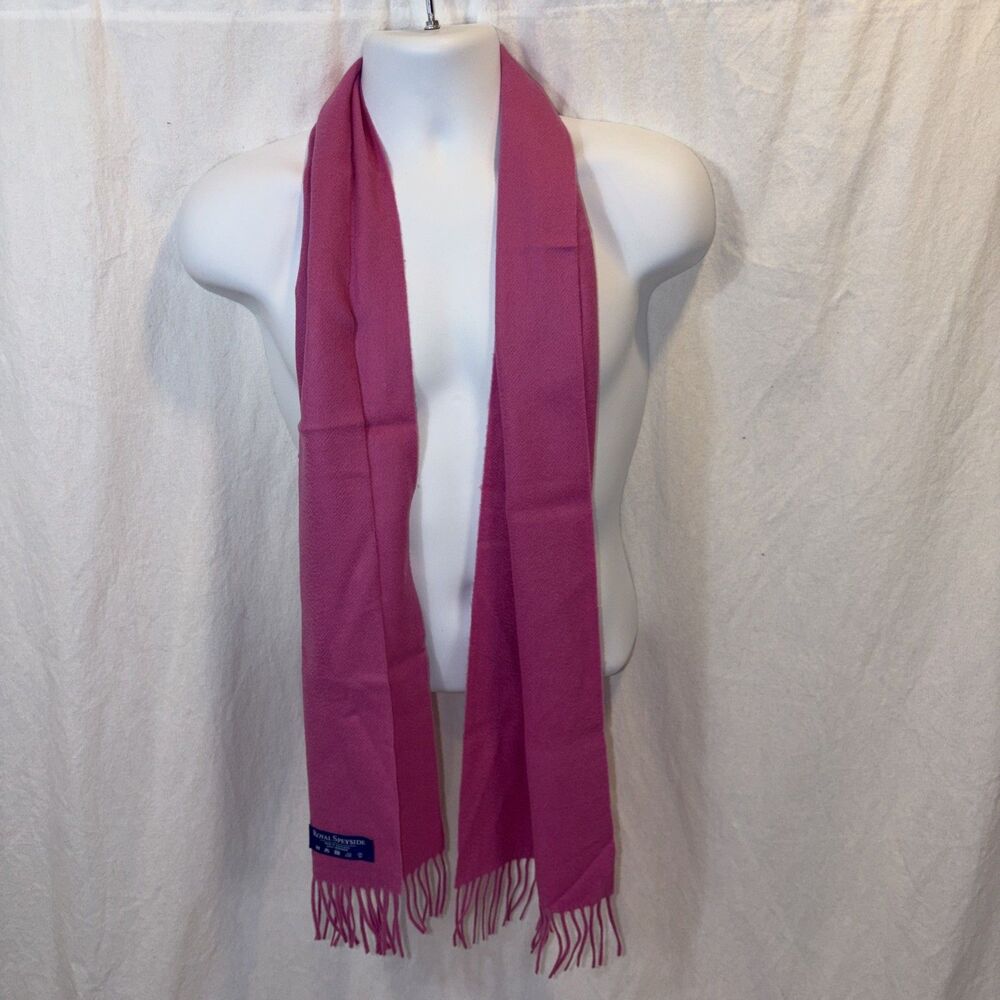 Gently Used Unisex Royal Speyside Pink Cashmere Scarf 66”x10”
